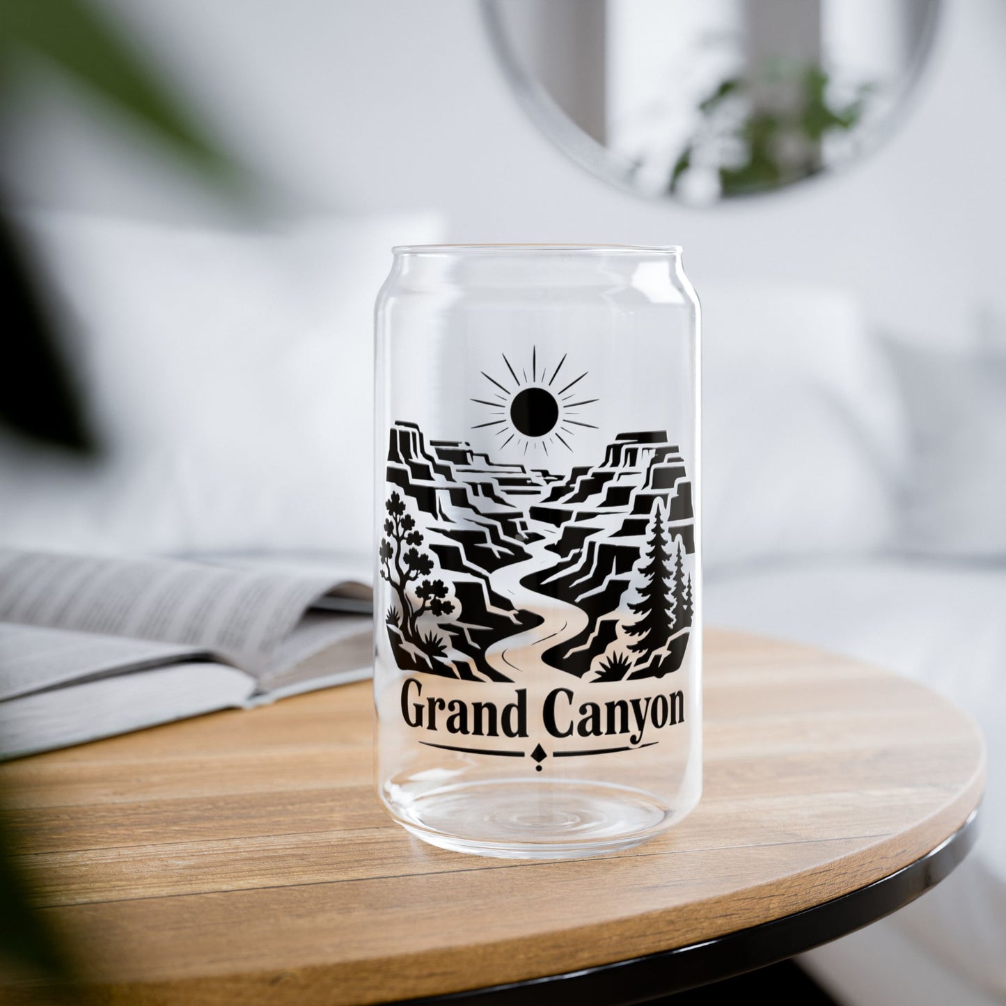 Grand Canyon Sipper Glass — 16oz Travel Cup with Bamboo Lid & Straw