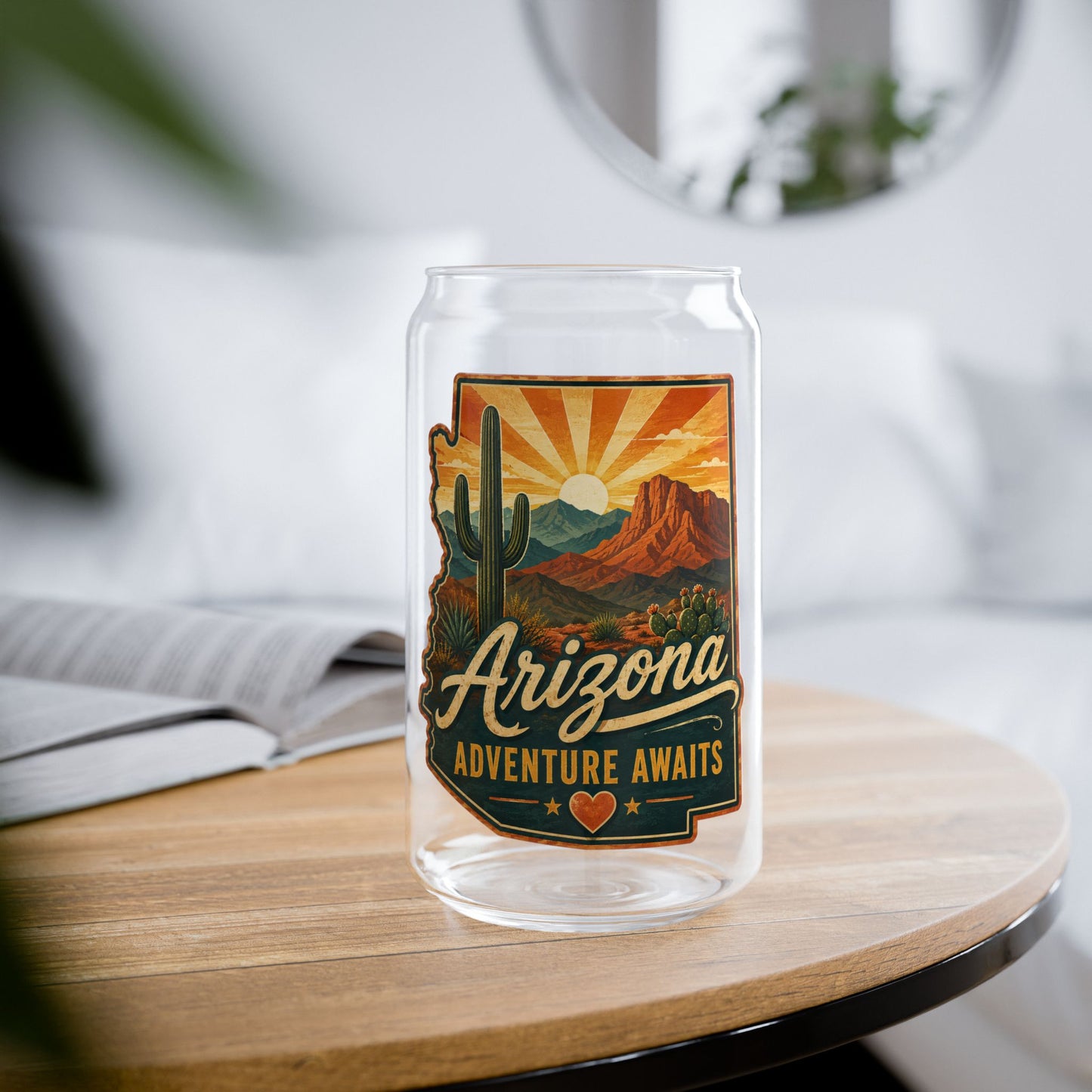 Arizona Sipper Glass - 16oz Travel Tumbler "Adventure Awaits"