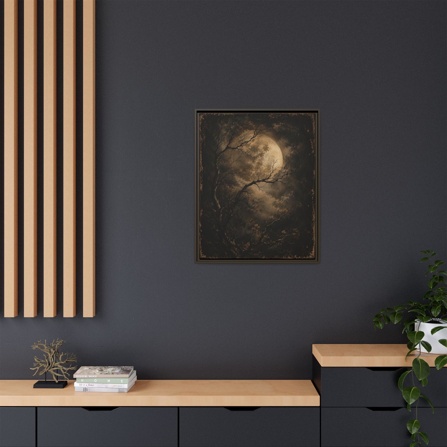 Framed Matte Canvas - Moonlit Forest Art Print