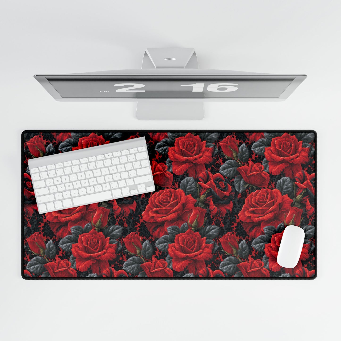 Red Rose Pattern Desk Mat Play Mat Large Floral Gaming Office Mouse Pad MTG Rakdos