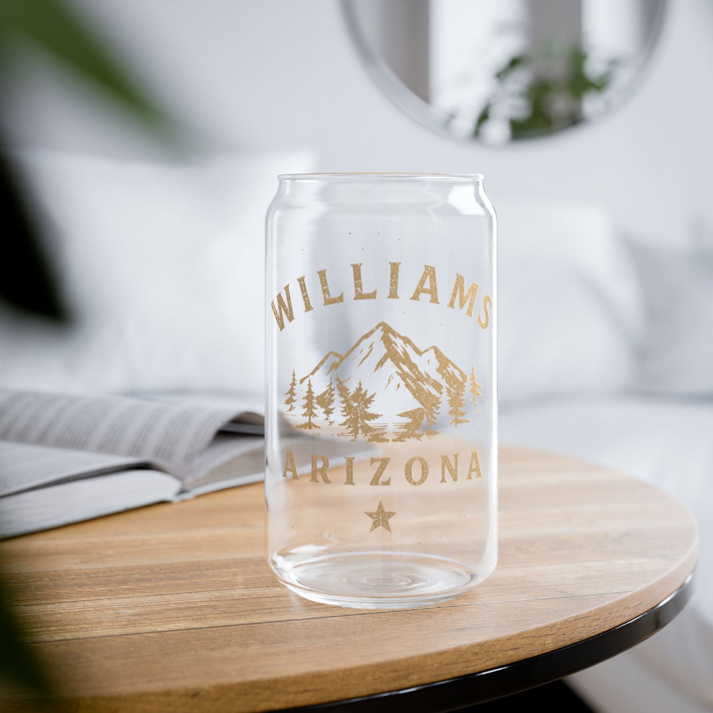 Williams Arizona Glass Sipper Cup with Bamboo Lid — 16oz Travel Tumbler
