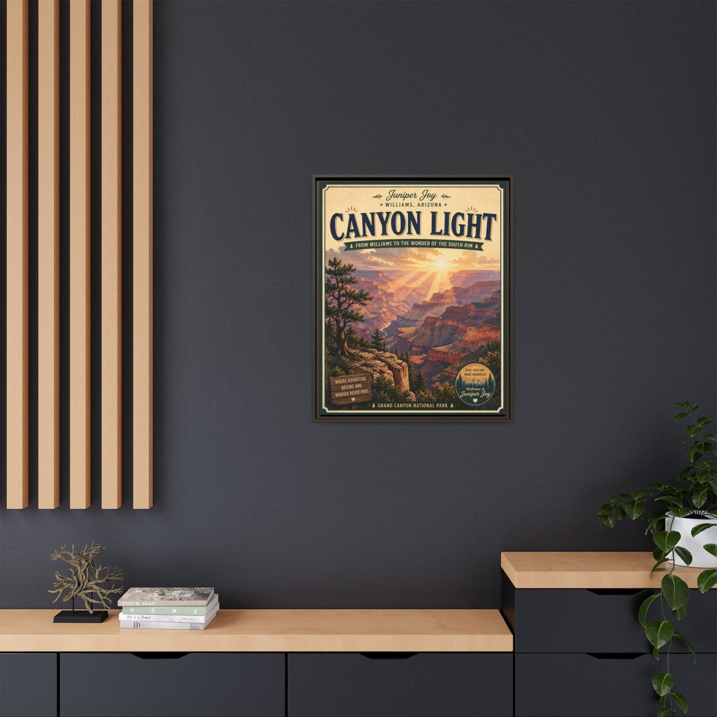 Canyon Light Framed Canvas Art — Vintage National Park Travel Poster