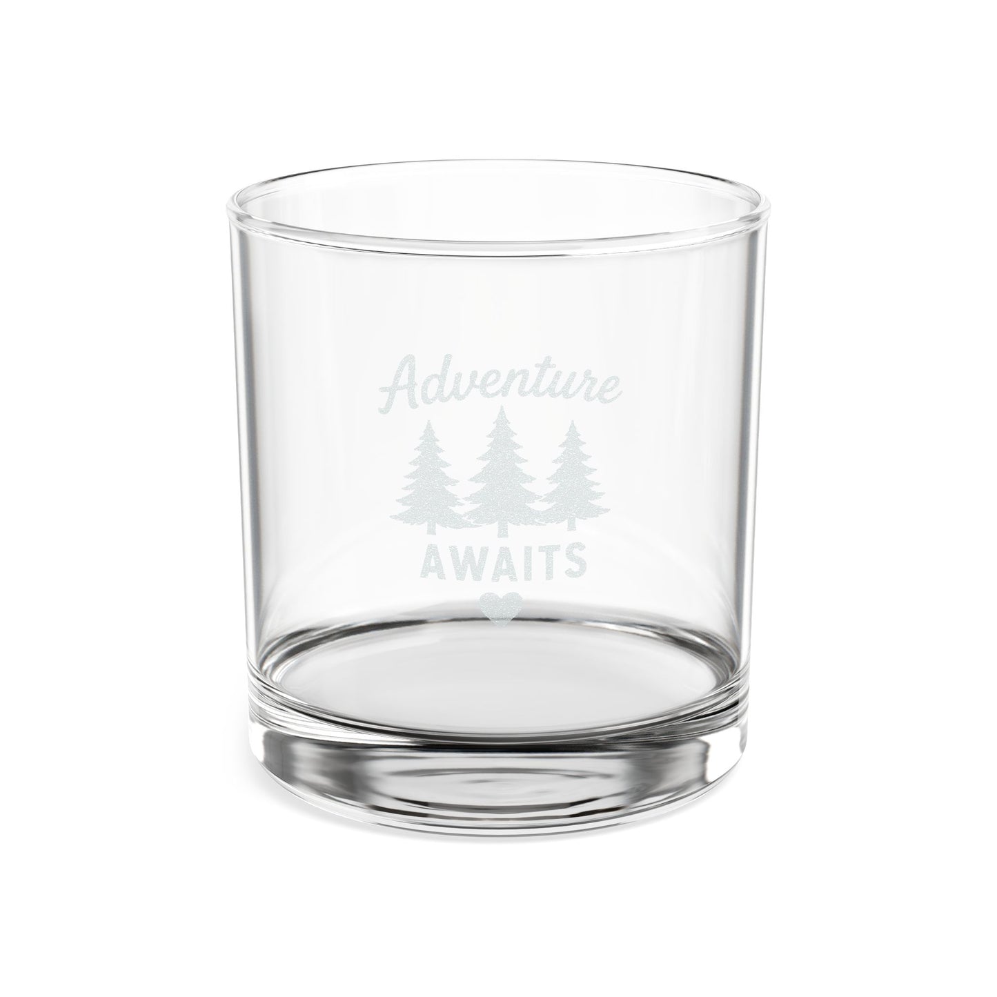 Engraved Rocks Glass 10oz — "Adventure Awaits" Whiskey Tumbler