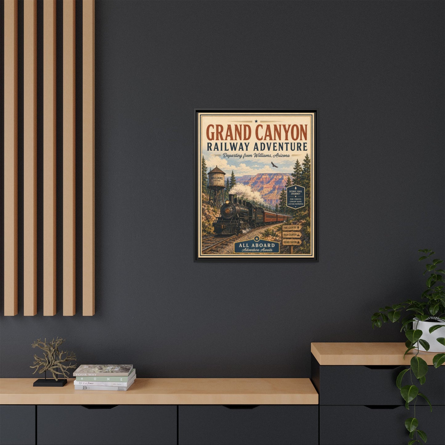 Grand Canyon Railway Adventure Framed Canvas Print