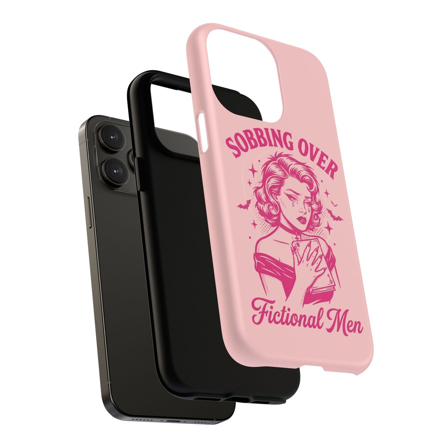 Phone Case — Pink “Sobbing Over Fictional Men” Tough Magnetic Protective Cover