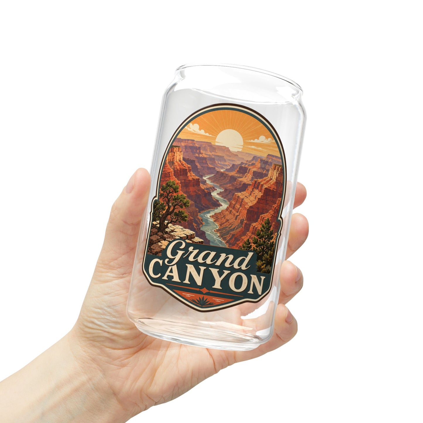 Grand Canyon Sipper Glass — 16oz Travel Tumbler with Bamboo Lid & Straw