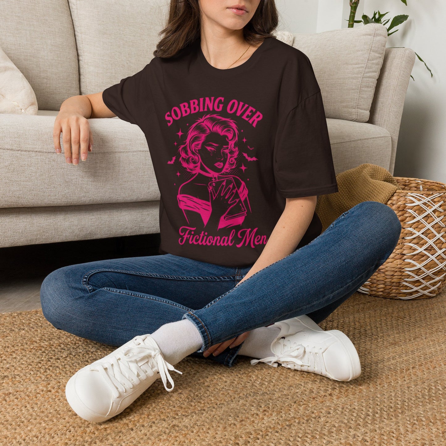 T-Shirt — "Sobbing Over Fictional Men" Retro Pop Art Tee