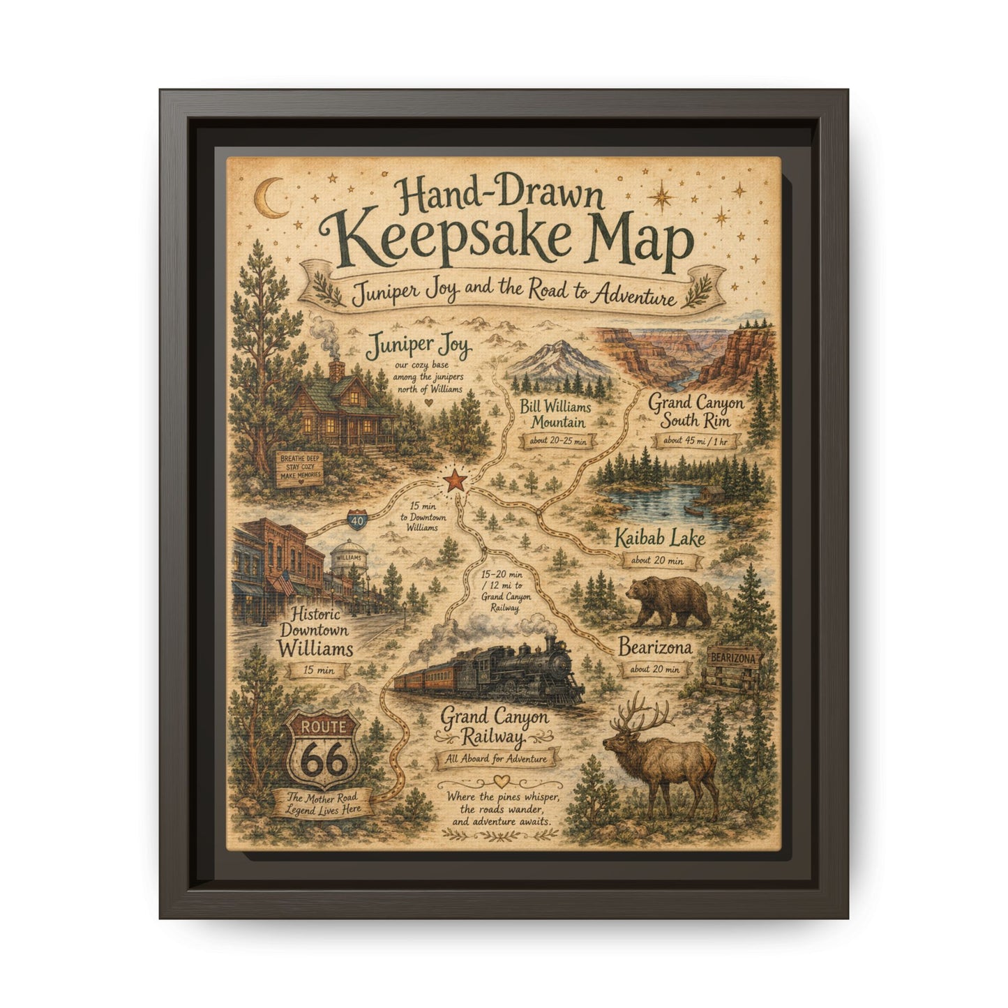 Framed Keepsake Map Matte Canvas Print