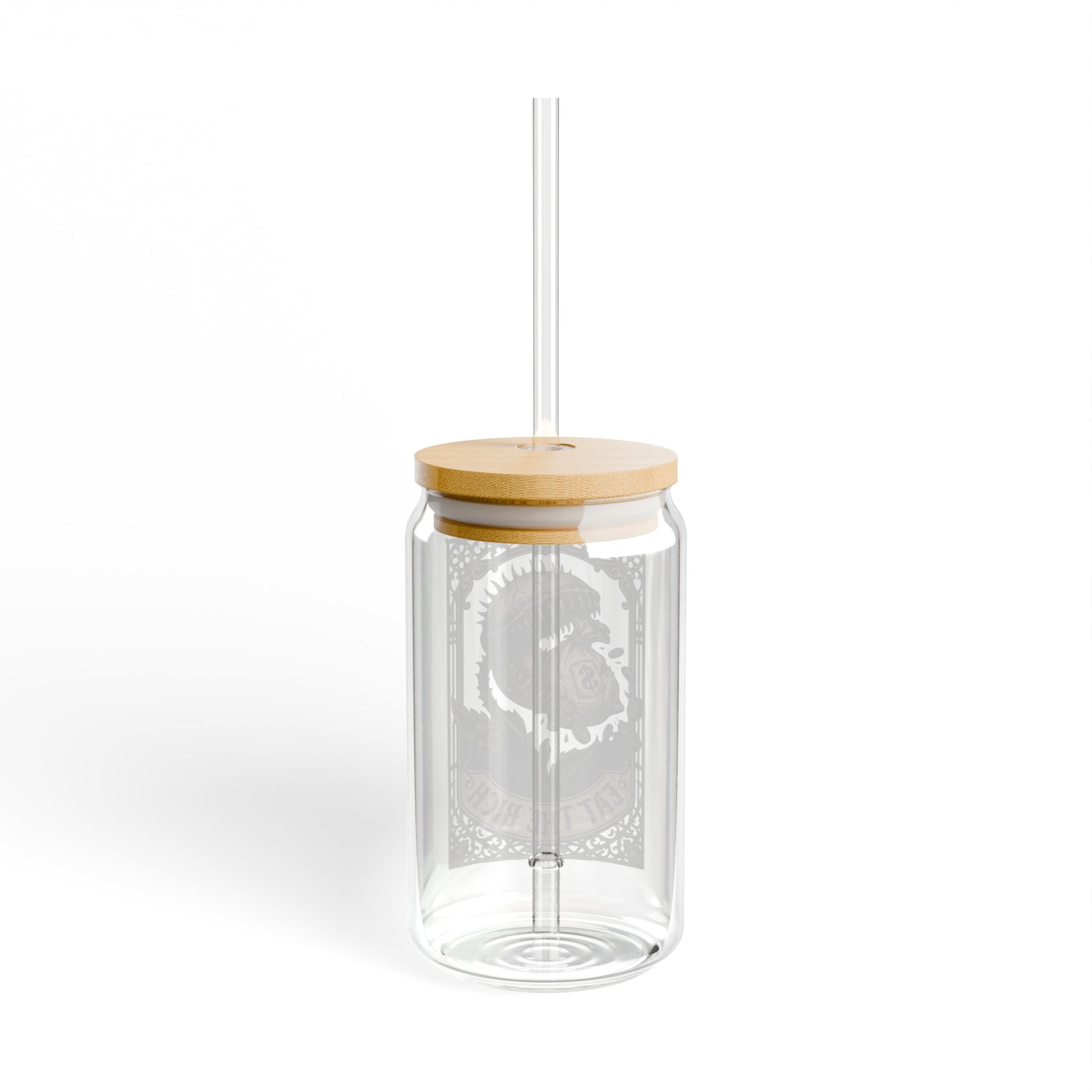 Eat the Rich Glass Can | Gothic Venus Flytrap Iced Coffee Cup with Bamboo Lid and Straw | Carnivorous Plant Glass
