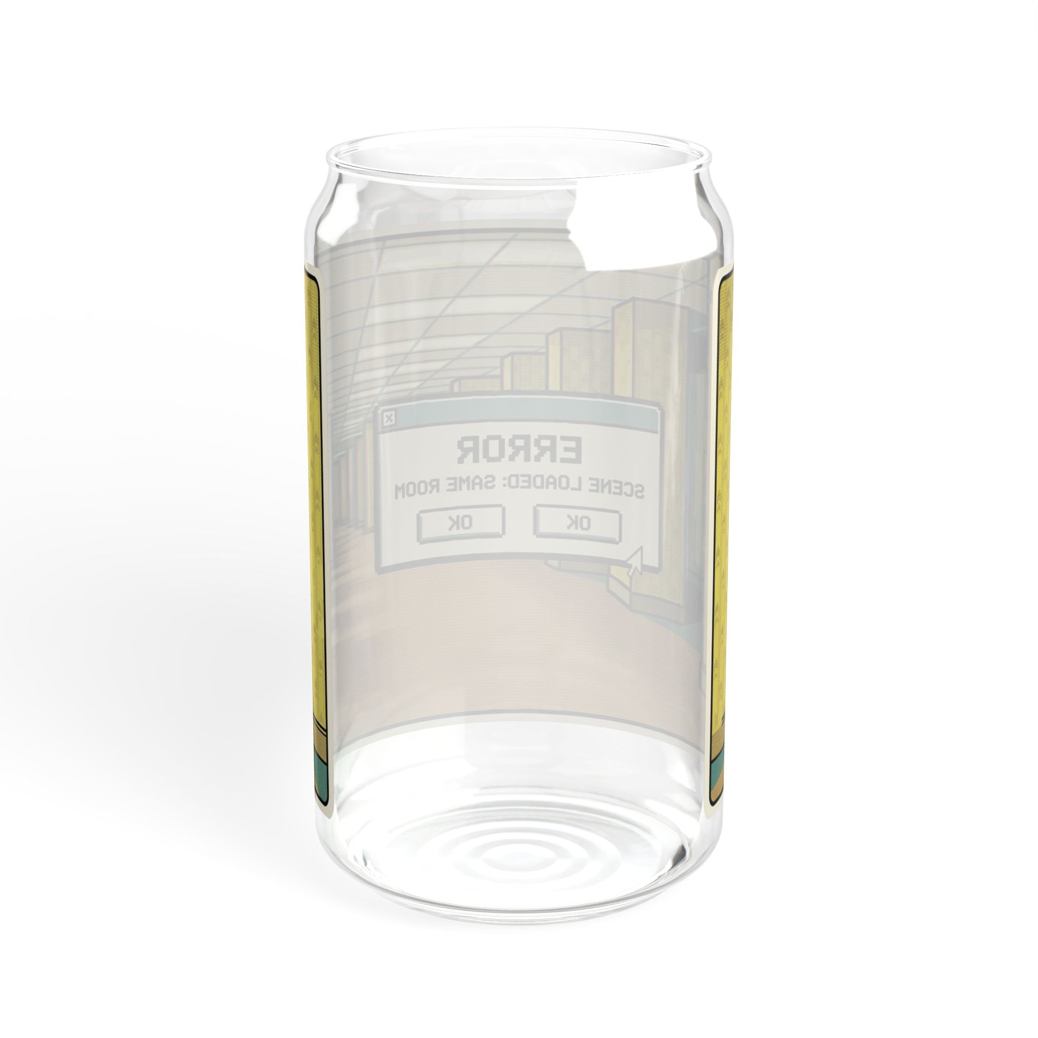 Liminal Space Sipper Glass with Bamboo Lid and  Straw |  Same Room Glass Can | Horror Cup | Weirdcore Iced Coffee Glass