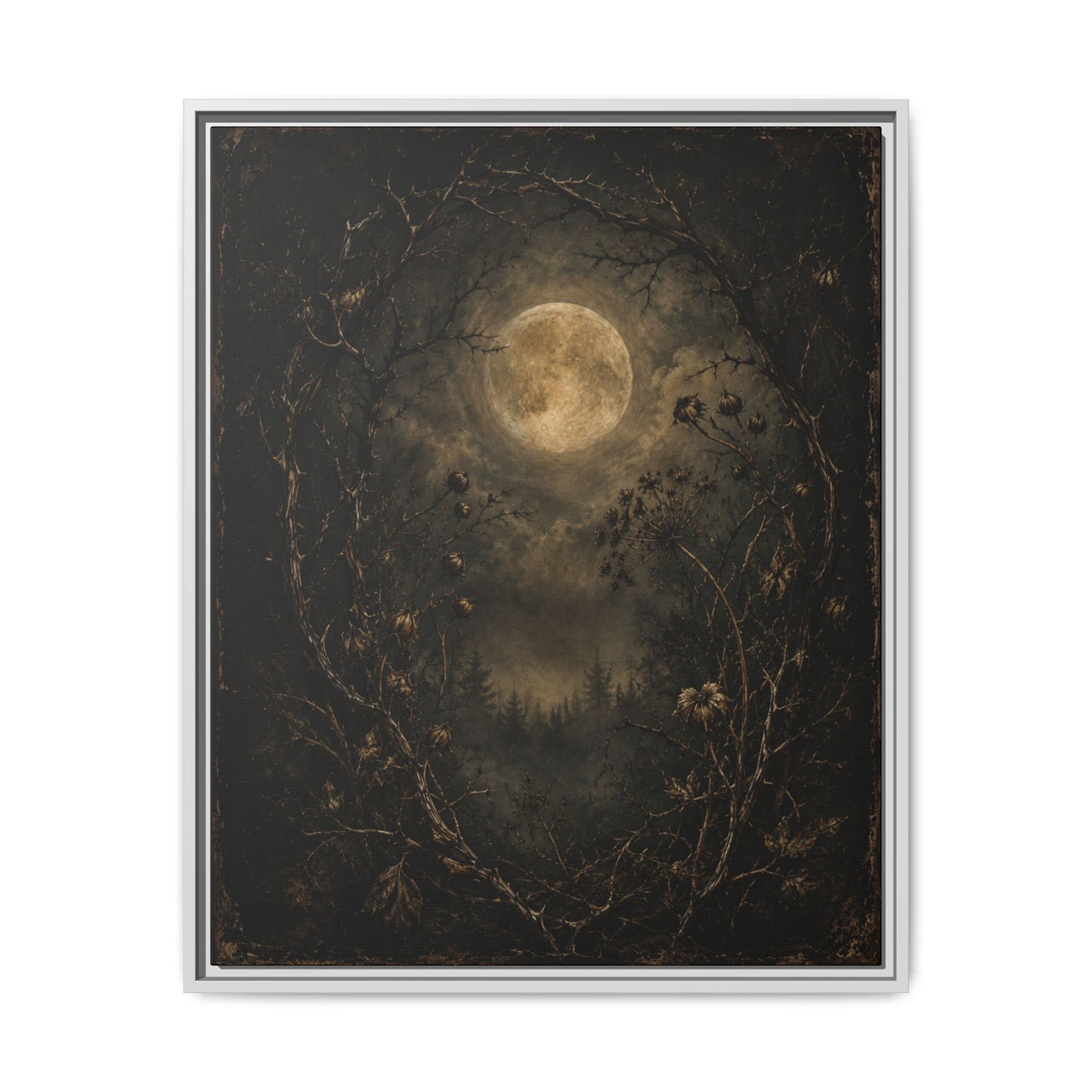 Moonlit Forest Matte Framed Canvas