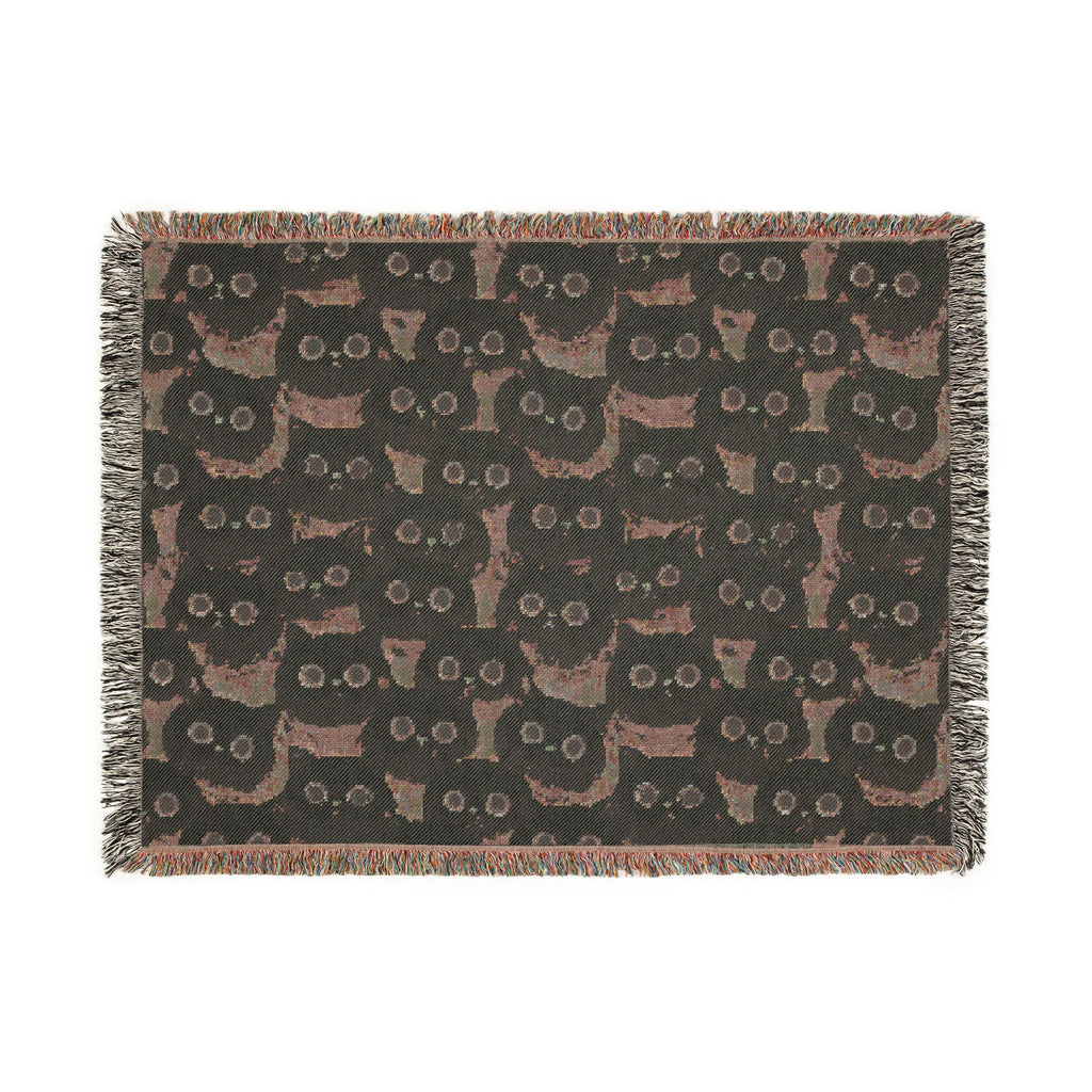 White Cat Woven Blanket — Cute Fluffy Cat Throw for Cat Lovers & Kawaii Cottagecore Decor