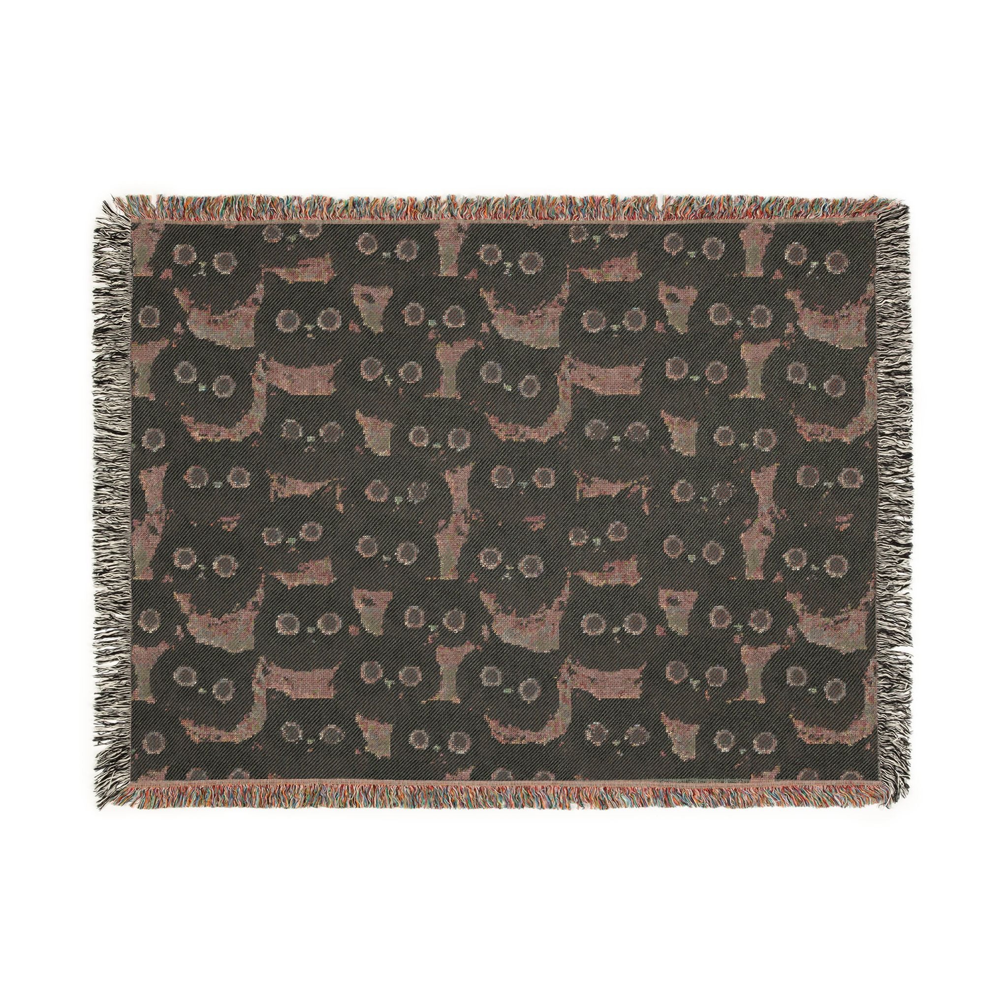 White Cat Woven Blanket — Cute Fluffy Cat Throw for Cat Lovers & Kawaii Cottagecore Decor