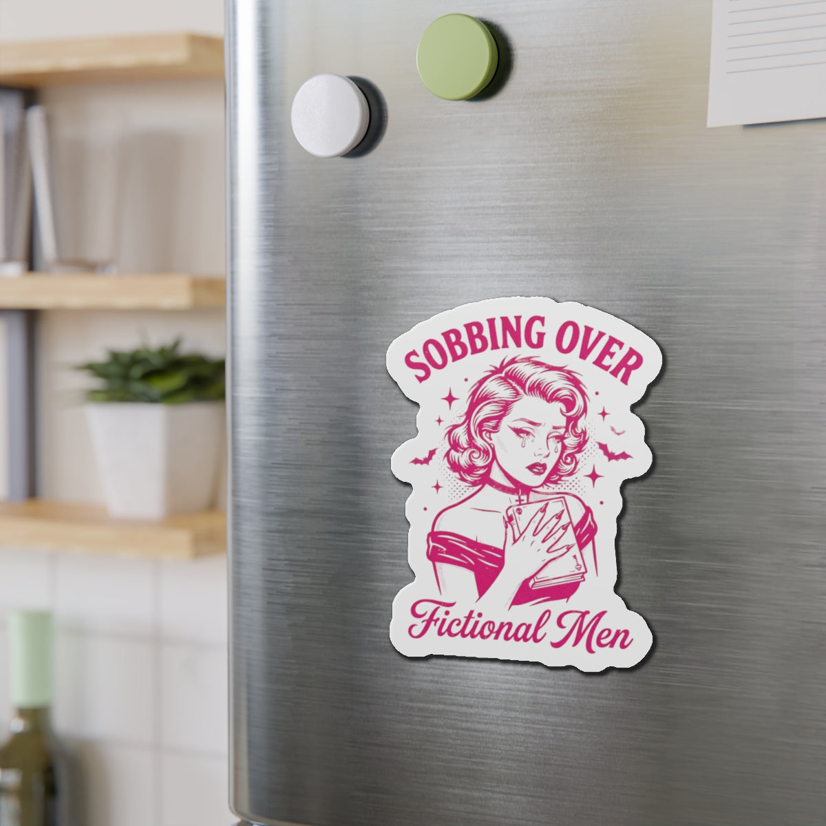 Sobbing Over Fictional Men Die-Cut Magnet