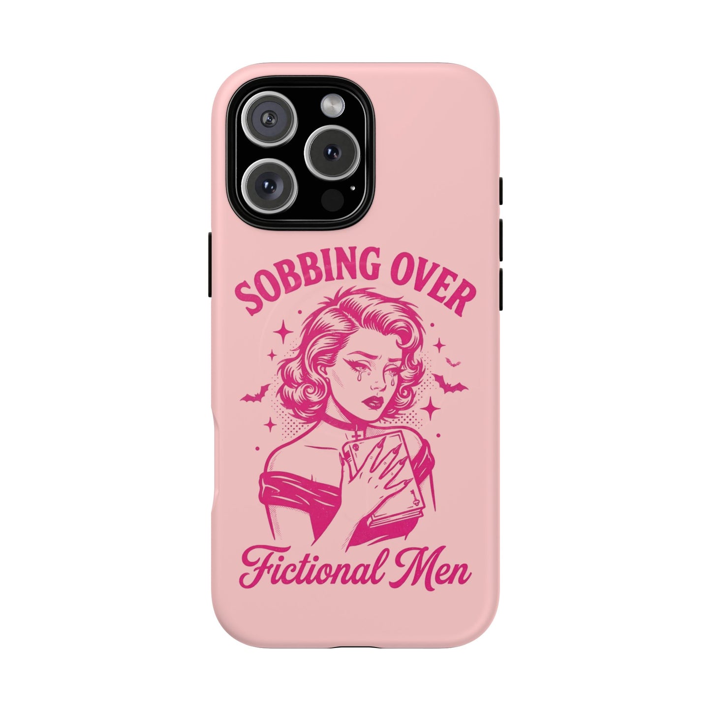 Phone Case — Pink “Sobbing Over Fictional Men” Tough Magnetic Protective Cover