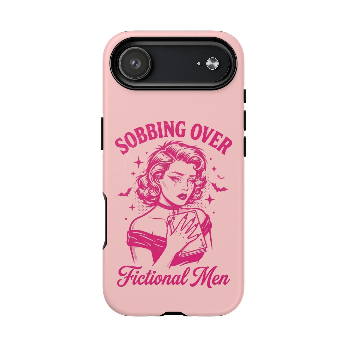 Phone Case — Pink “Sobbing Over Fictional Men” Tough Magnetic Protective Cover