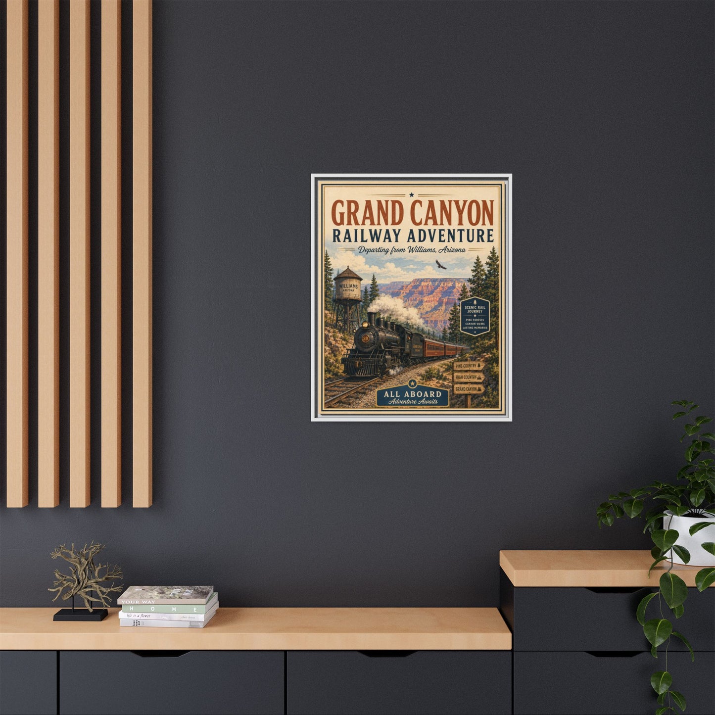 Grand Canyon Railway Adventure Framed Canvas Print