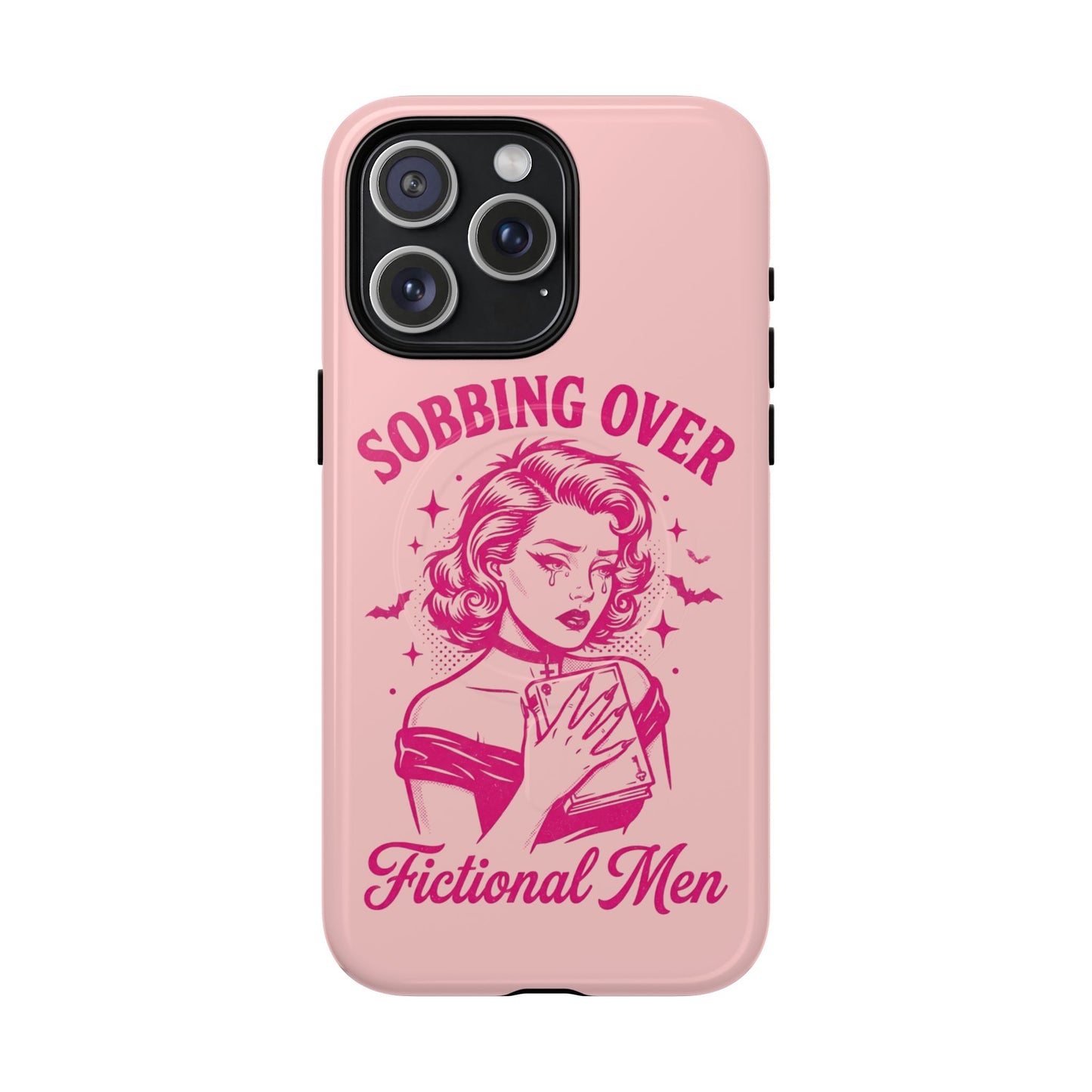 Phone Case — Pink “Sobbing Over Fictional Men” Tough Magnetic Protective Cover