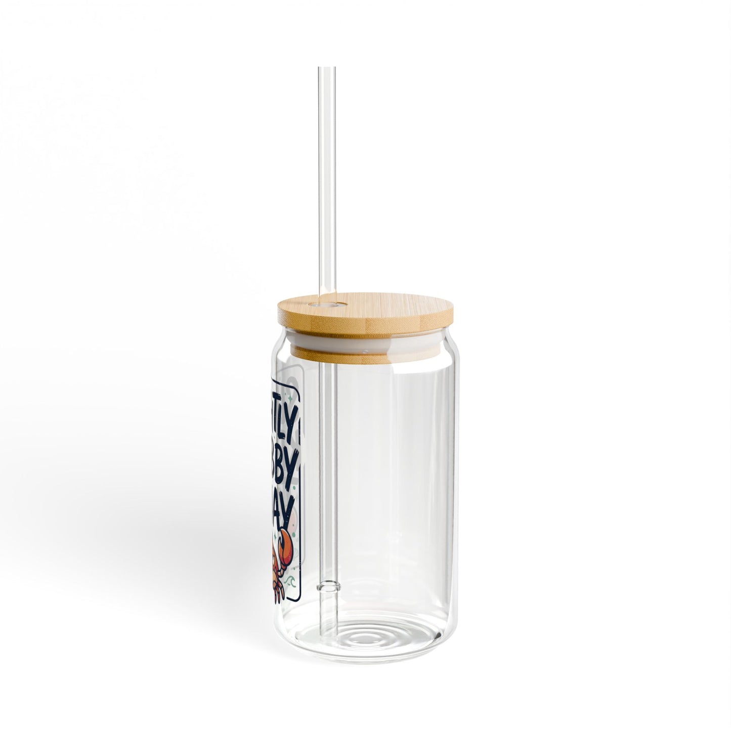 16oz Sipper Glass - "Slightly Krabby Today" Crab Tumbler with Bamboo Lid & Straw