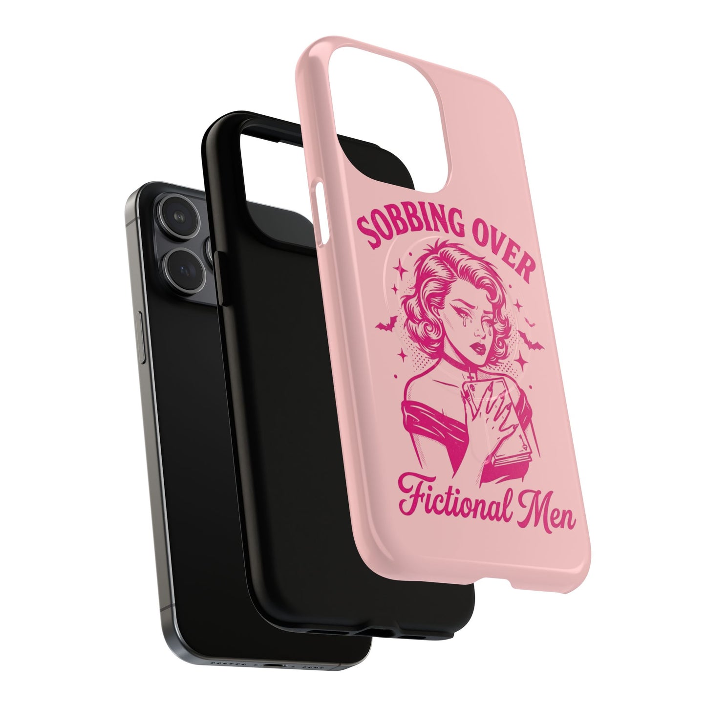 Phone Case — Pink “Sobbing Over Fictional Men” Tough Magnetic Protective Cover
