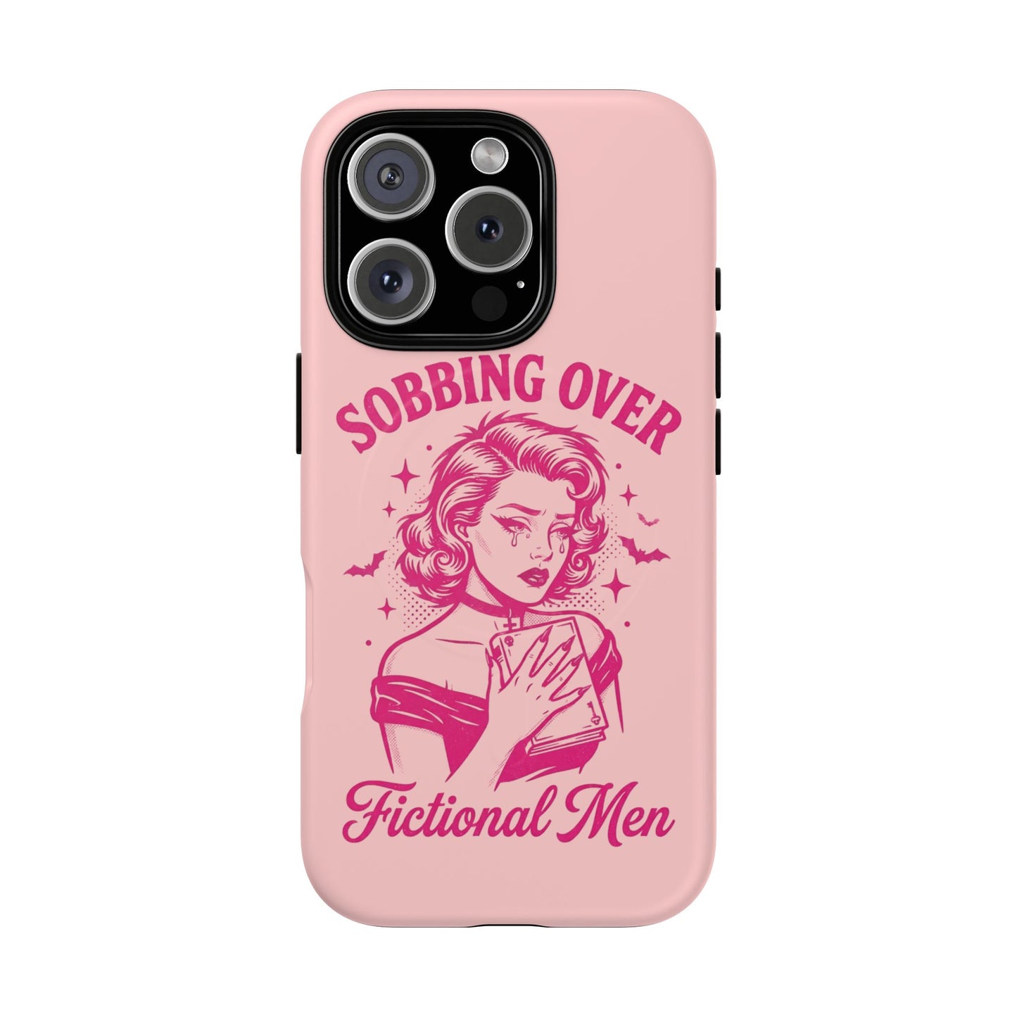 Phone Case — Pink “Sobbing Over Fictional Men” Tough Magnetic Protective Cover