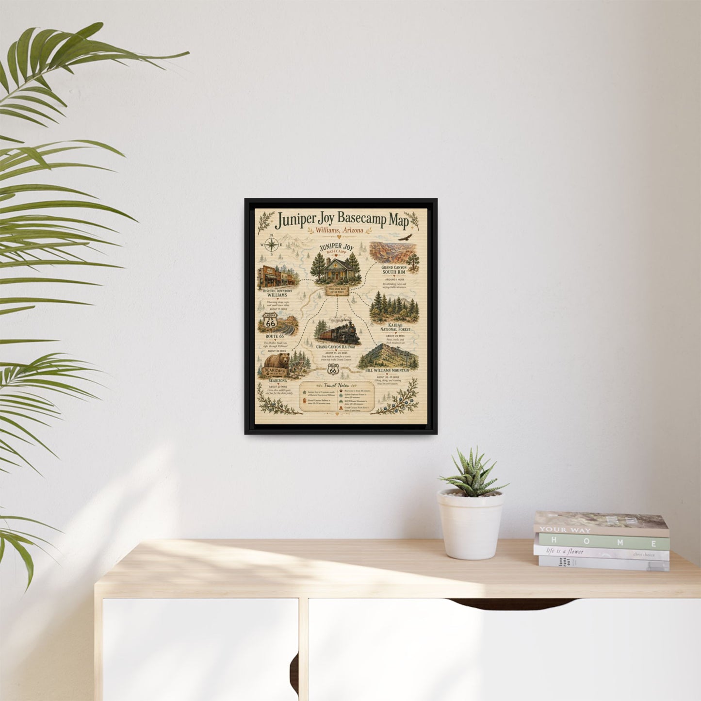 Juniper Joy Basecamp Map Framed Canvas Print