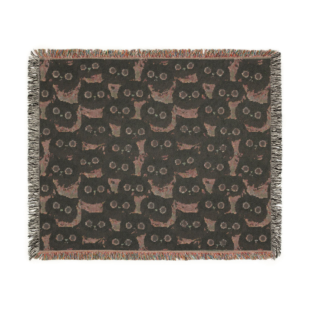 White Cat Woven Blanket — Cute Fluffy Cat Throw for Cat Lovers & Kawaii Cottagecore Decor