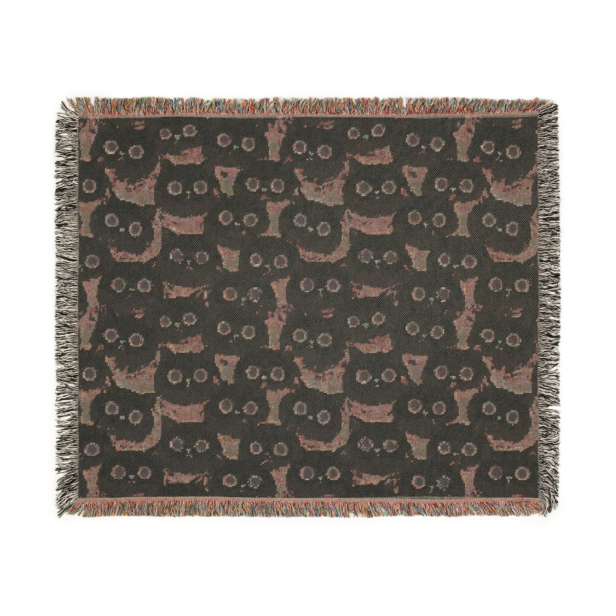 White Cat Woven Blanket — Cute Fluffy Cat Throw for Cat Lovers & Kawaii Cottagecore Decor