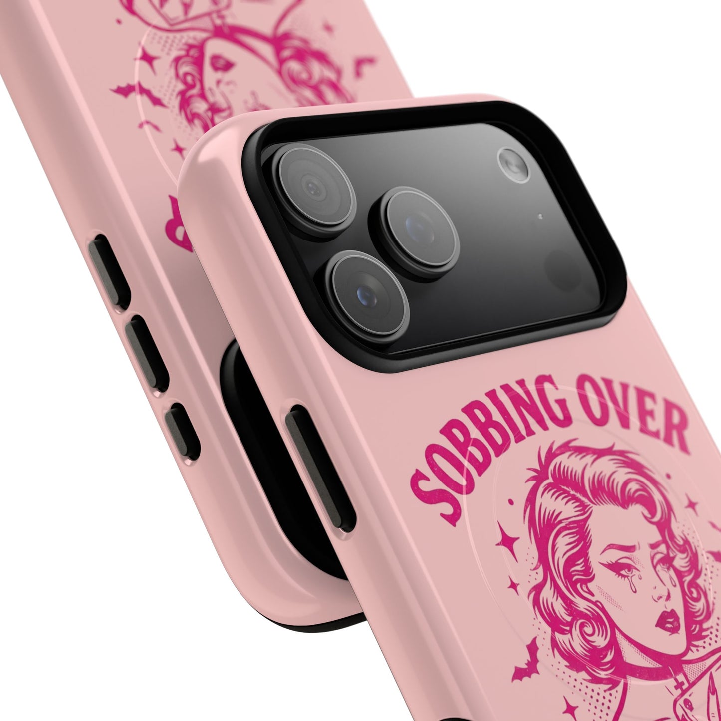 Phone Case — Pink “Sobbing Over Fictional Men” Tough Magnetic Protective Cover