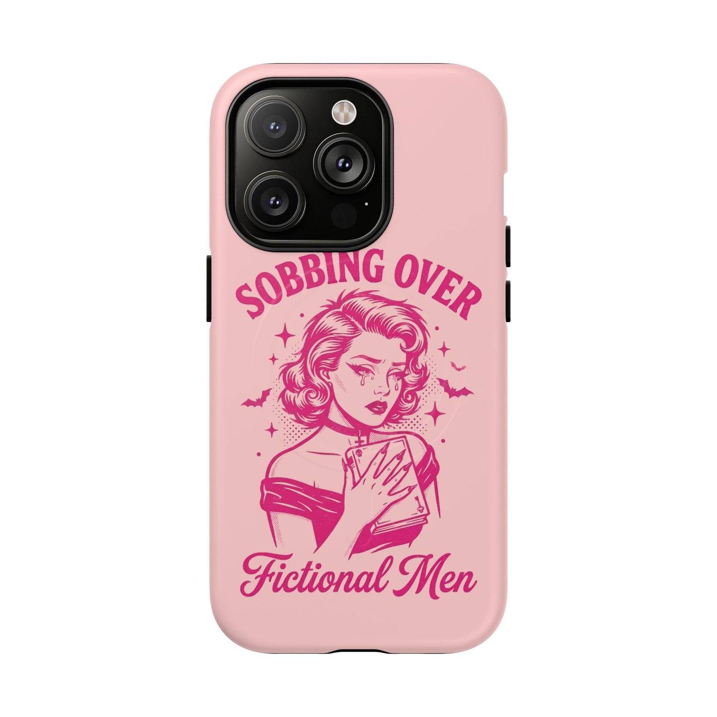 Phone Case — Pink “Sobbing Over Fictional Men” Tough Magnetic Protective Cover