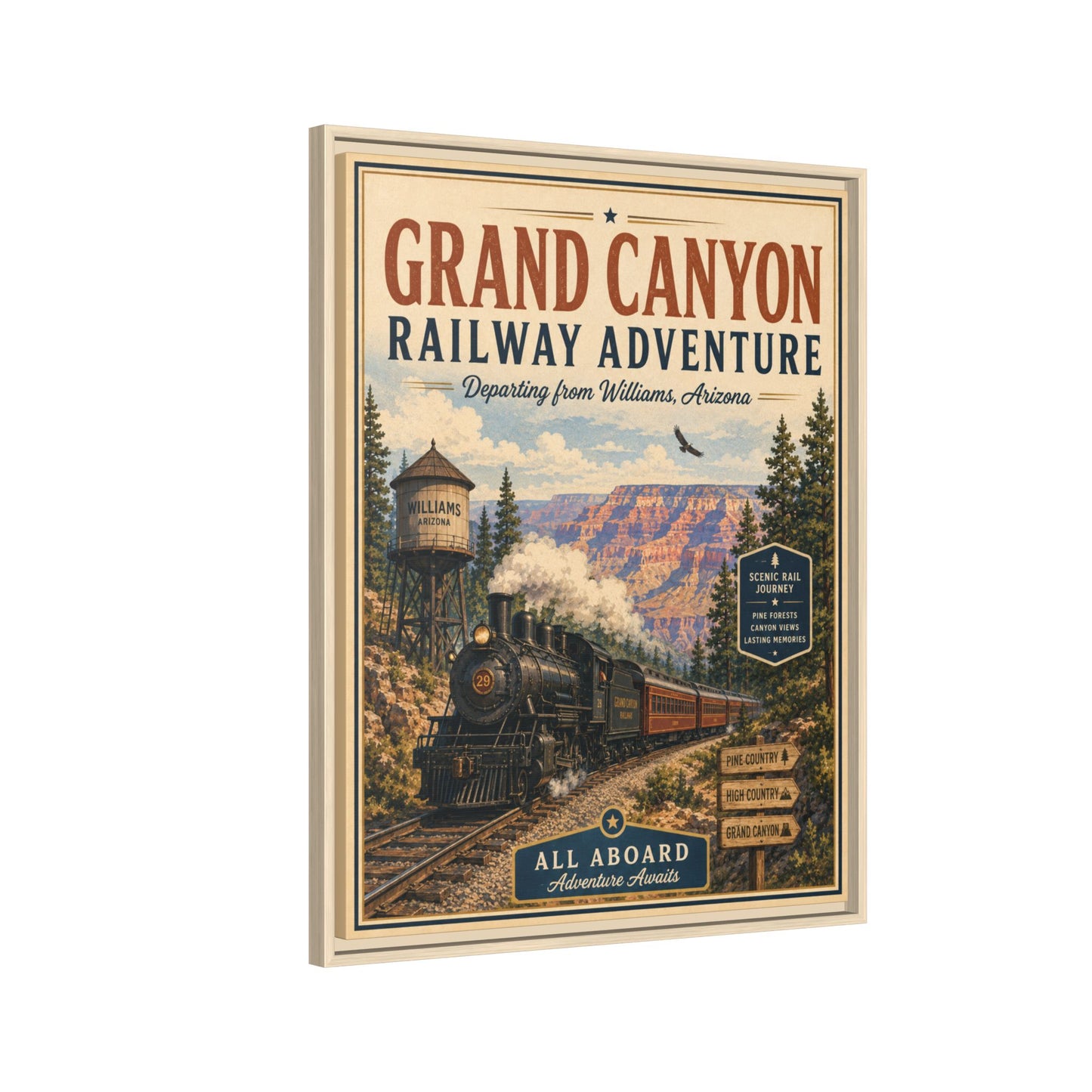 Grand Canyon Railway Adventure Framed Canvas Print
