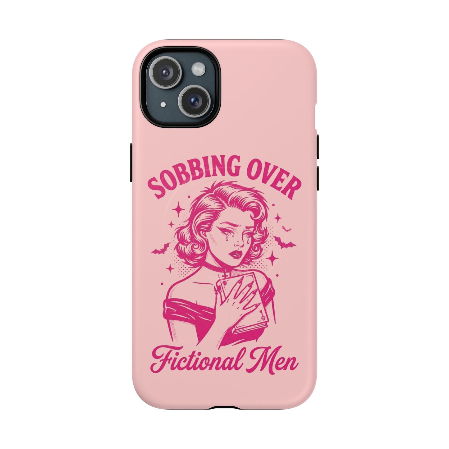 Phone Case — Pink “Sobbing Over Fictional Men” Tough Magnetic Protective Cover