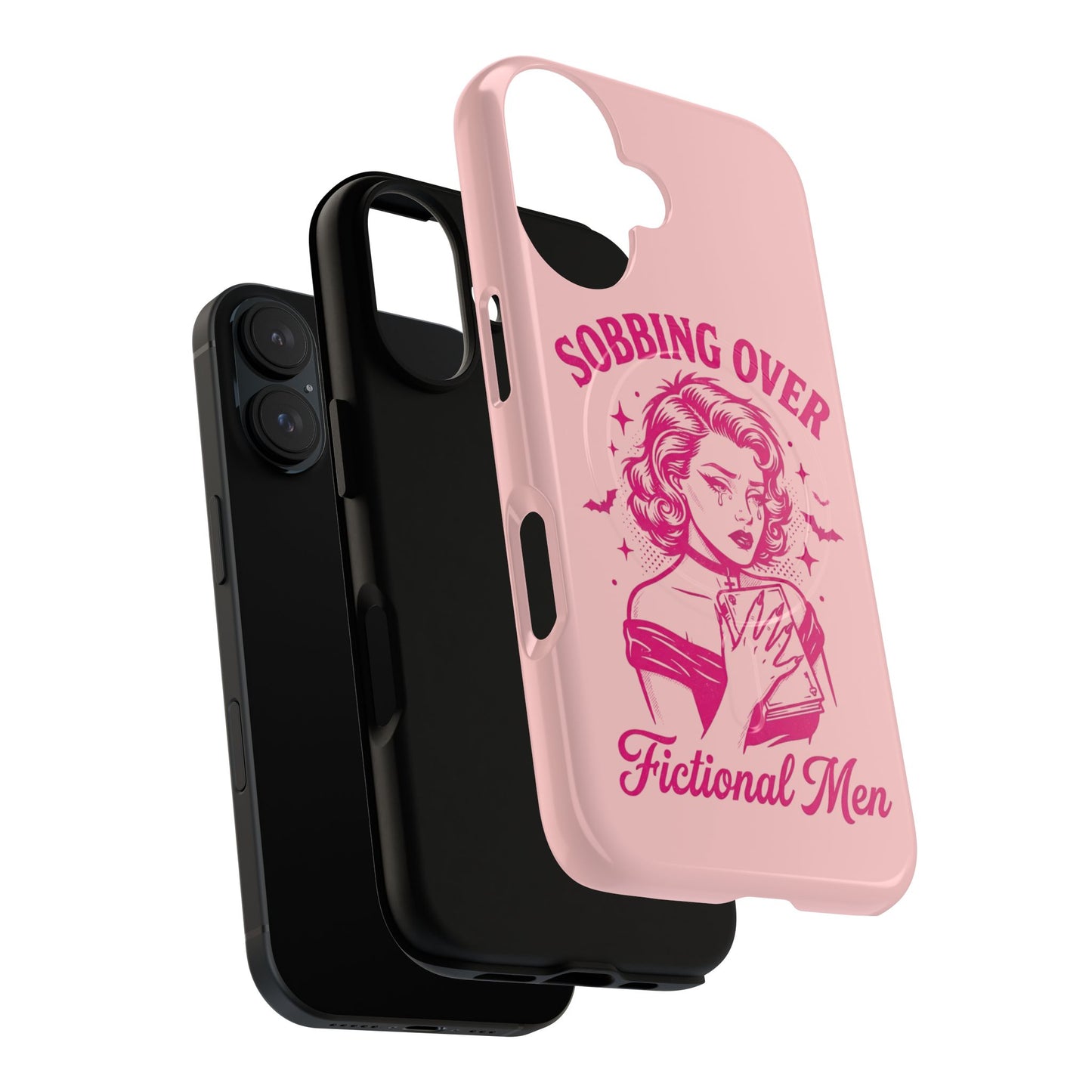 Phone Case — Pink “Sobbing Over Fictional Men” Tough Magnetic Protective Cover