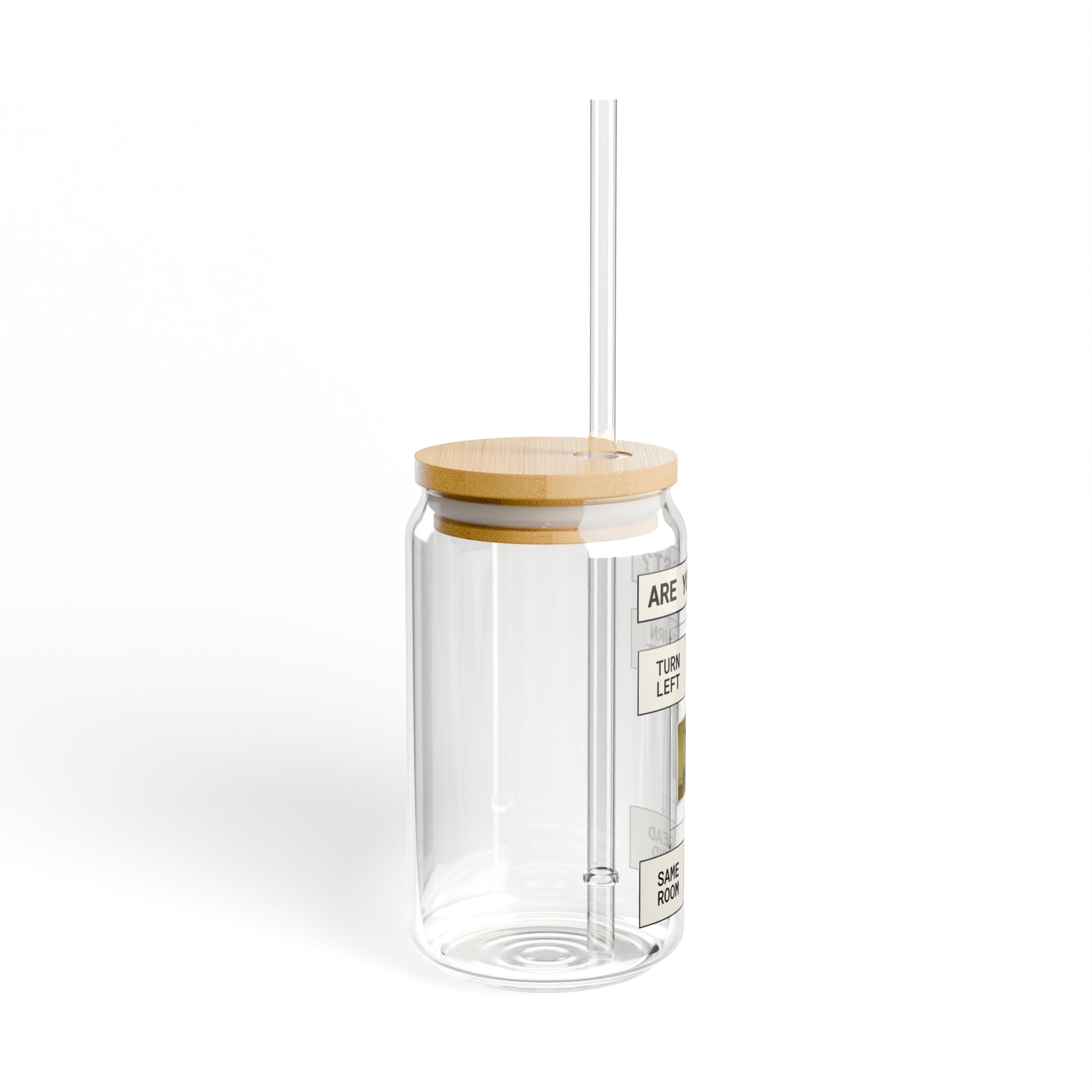 Are You Lost? Liminal Space Sipper Glass with Bamboo Lid and Straw | Retro Horror Iced Coffee Cup | Analog Horror Glass Can