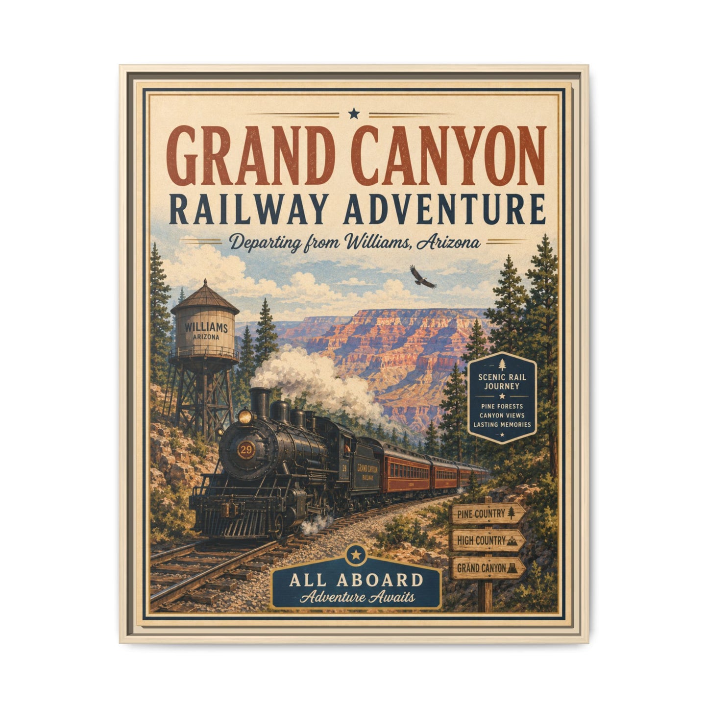 Grand Canyon Railway Adventure Framed Canvas Print