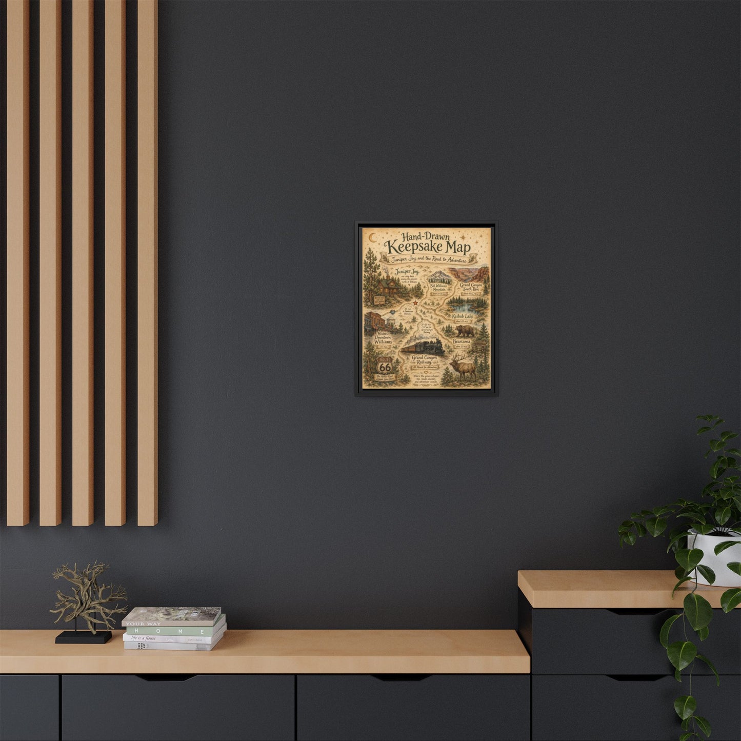 Framed Keepsake Map Matte Canvas Print