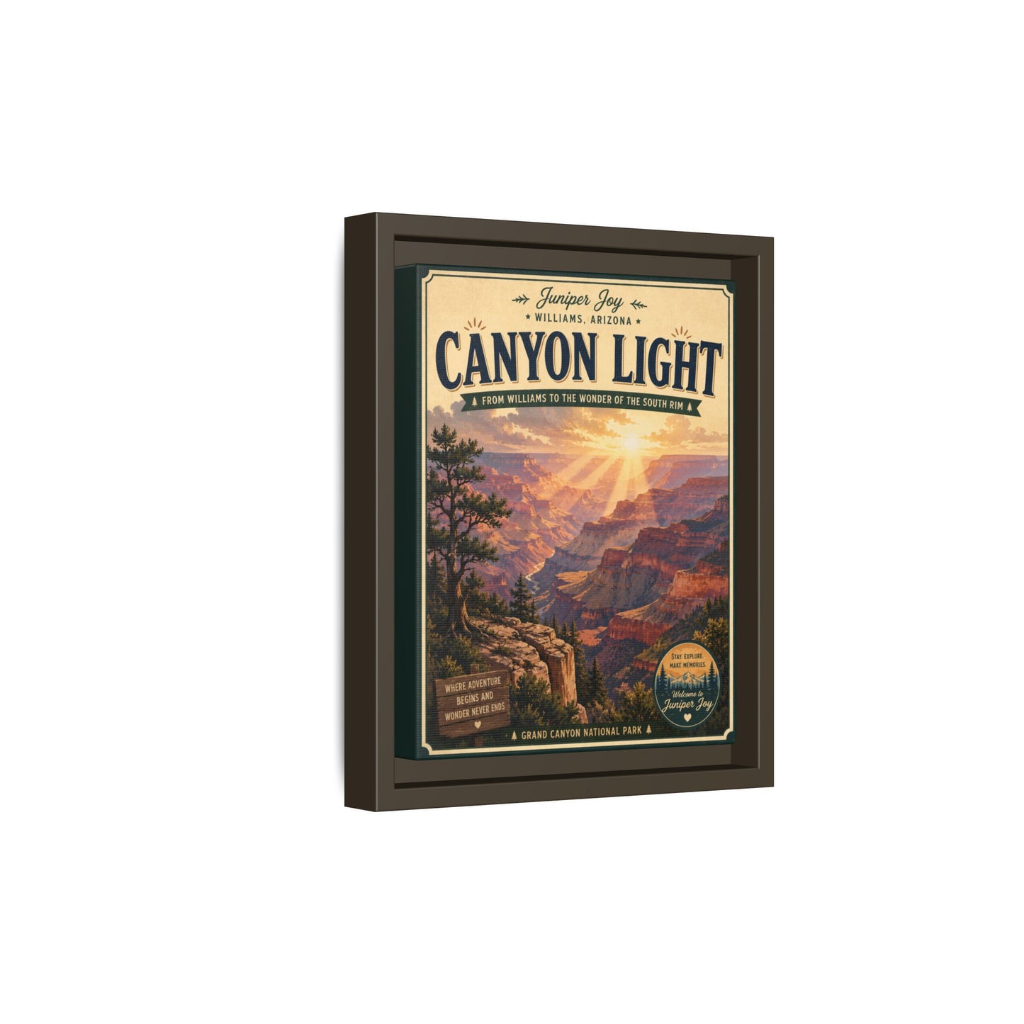 Canyon Light Framed Canvas Art — Vintage National Park Travel Poster