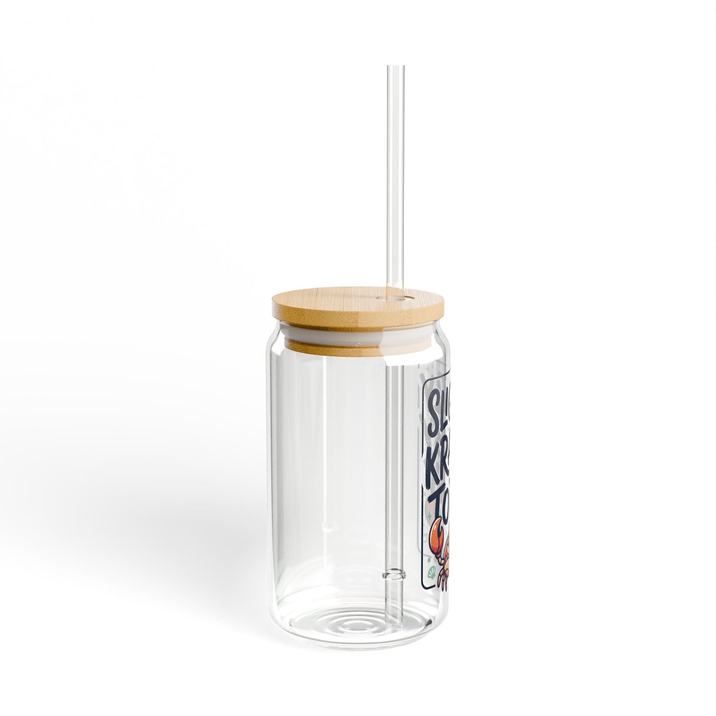 16oz Sipper Glass - "Slightly Krabby Today" Crab Tumbler with Bamboo Lid & Straw