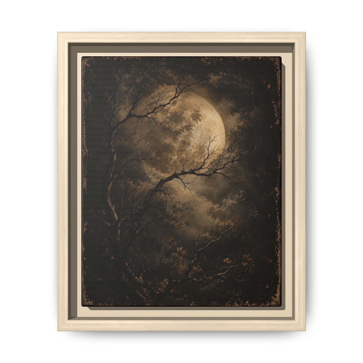 Framed Matte Canvas - Moonlit Forest Art Print