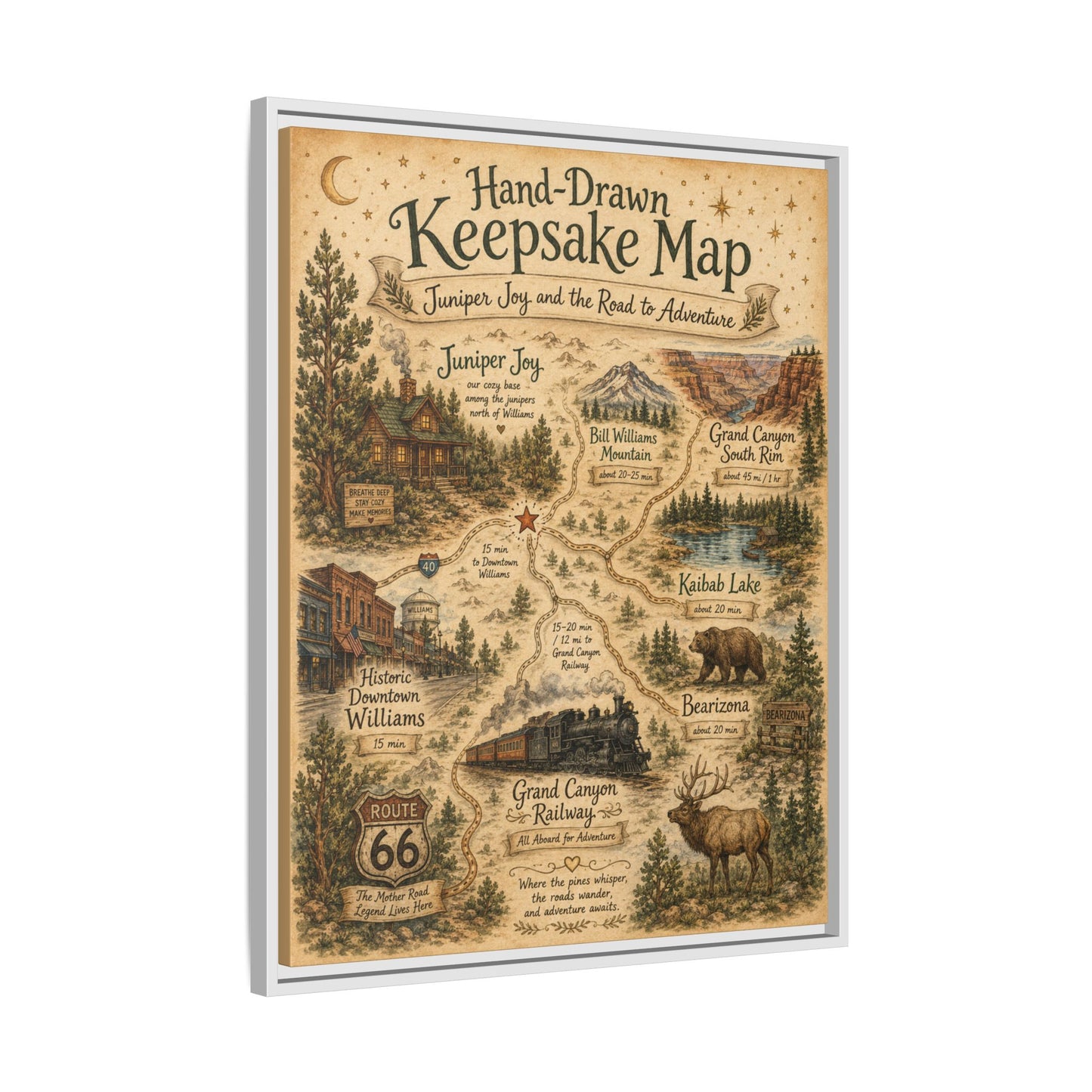 Framed Keepsake Map Matte Canvas Print