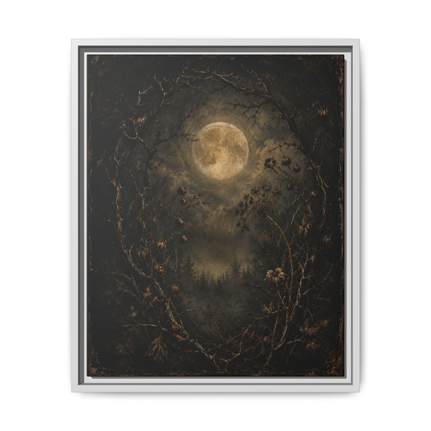Moonlit Forest Matte Framed Canvas