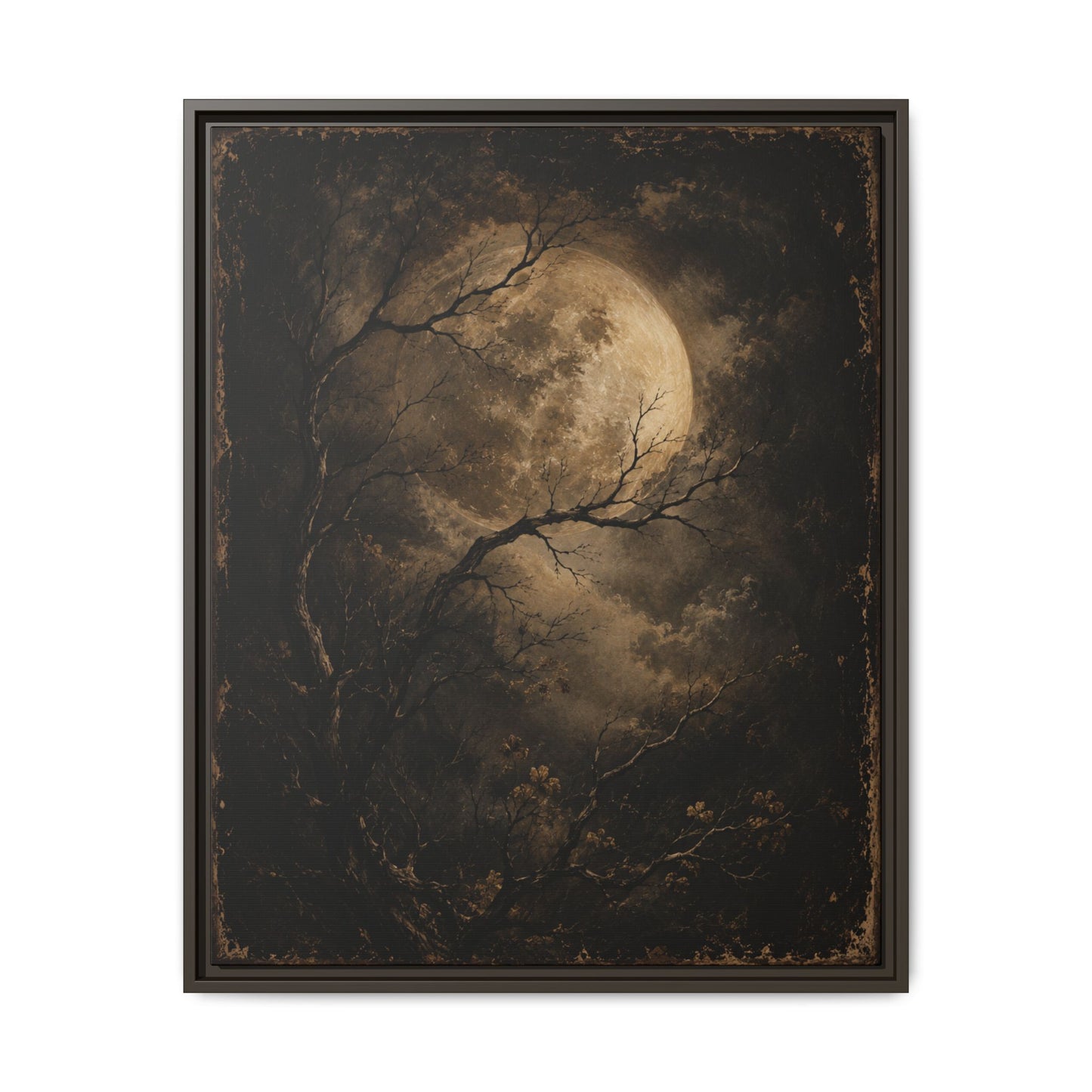 Framed Matte Canvas - Moonlit Forest Art Print