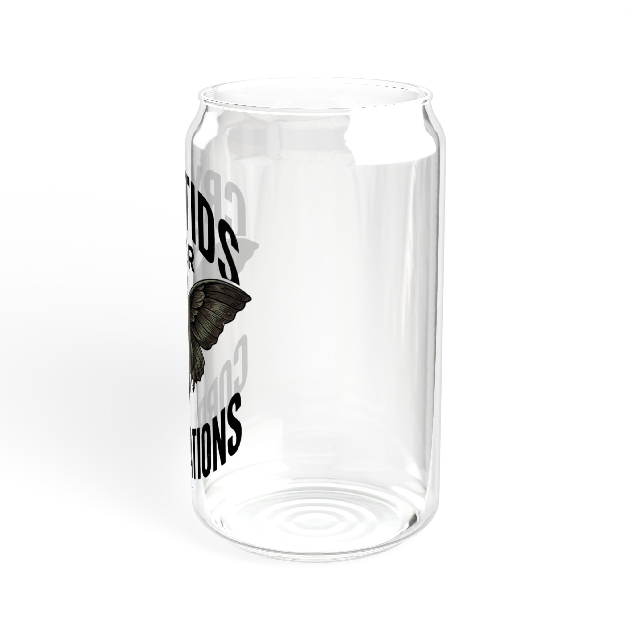 Cryptids Over Corporations Glass Can | Mothman Sipper Glass with Bamboo Lid & Straw | Funny Cryptid Iced Coffee Cup | Gothic Drinkware