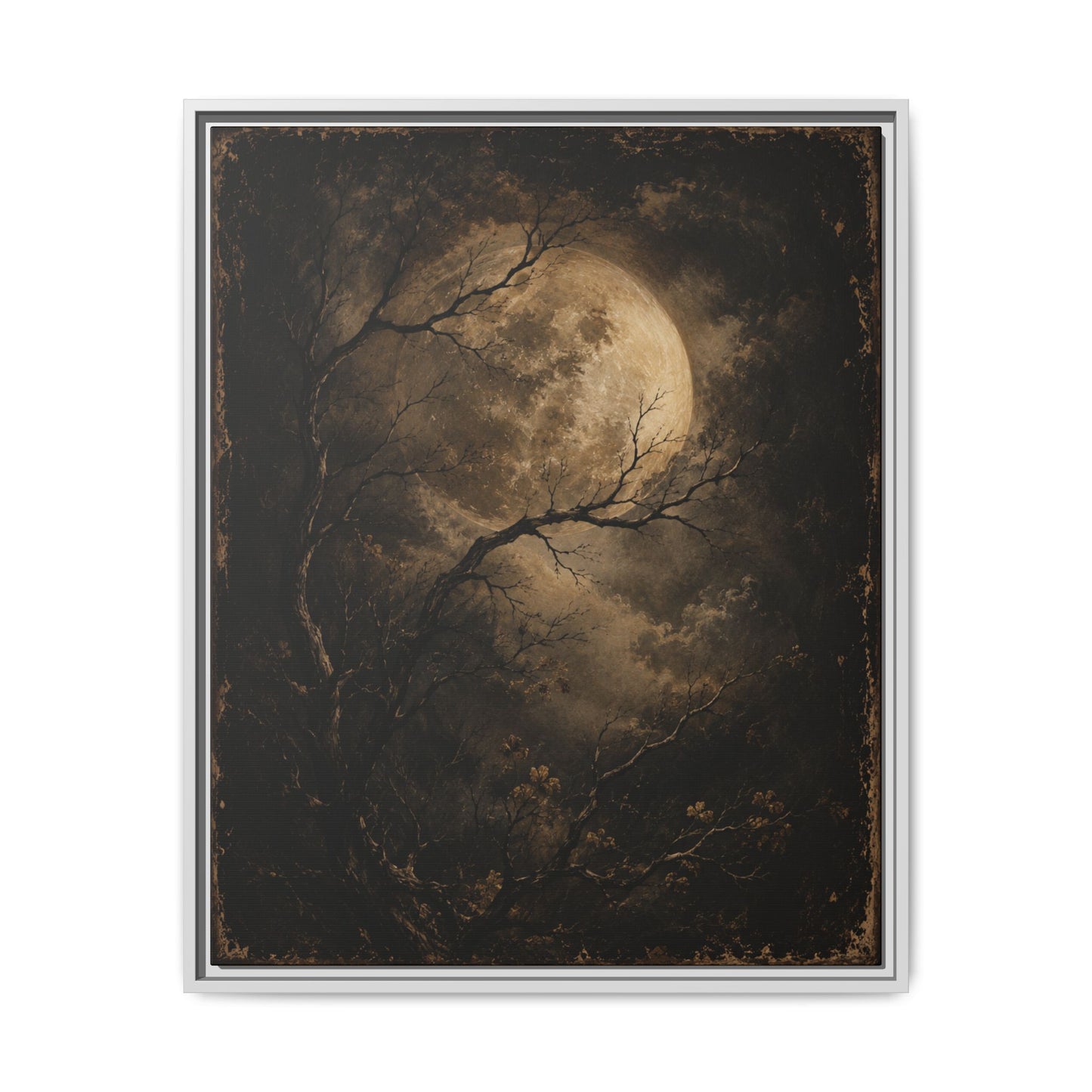 Framed Matte Canvas - Moonlit Forest Art Print