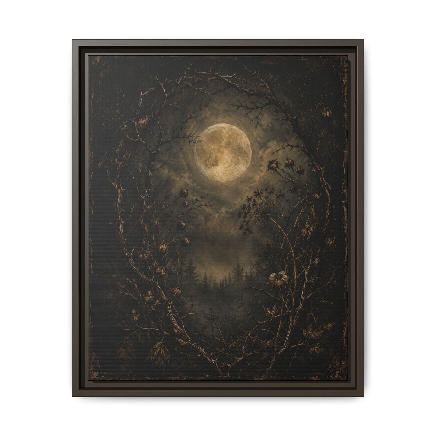 Moonlit Forest Matte Framed Canvas