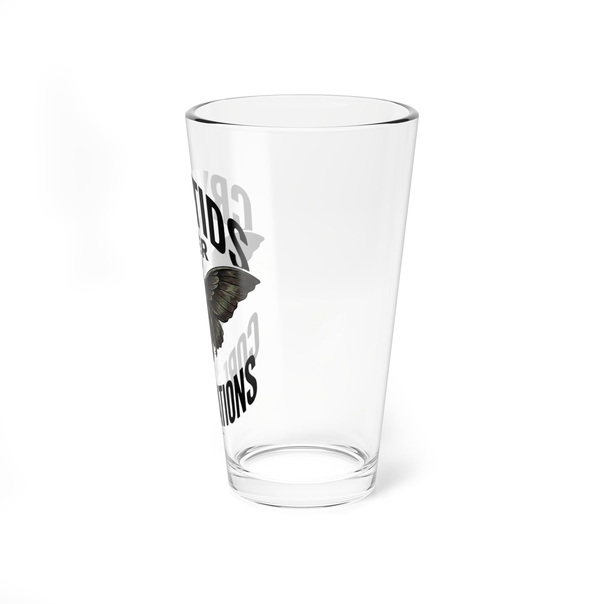 Mixing Glass — “Cryptids Over Corporations” 16oz Pint Glass