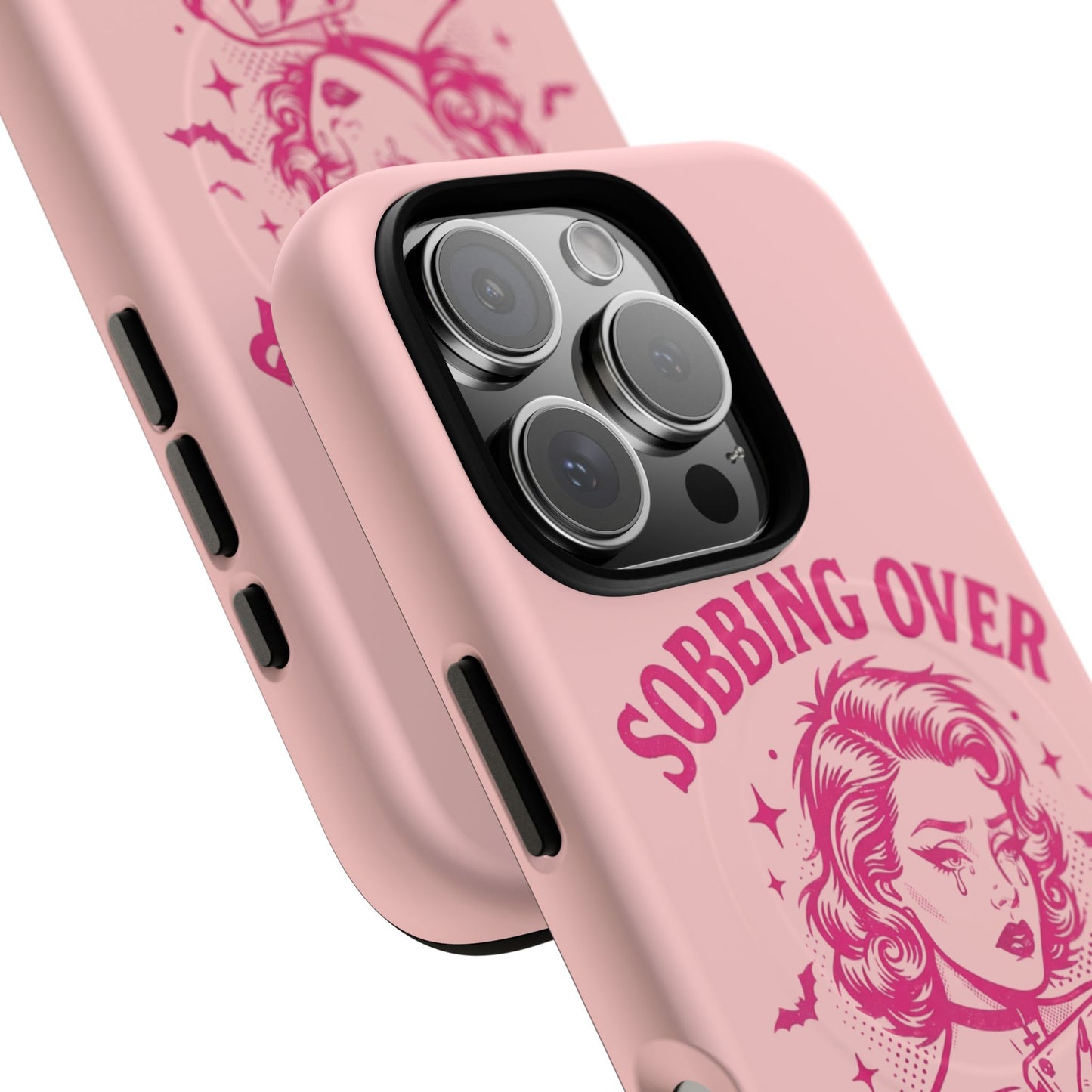 Phone Case — Pink “Sobbing Over Fictional Men” Tough Magnetic Protective Cover