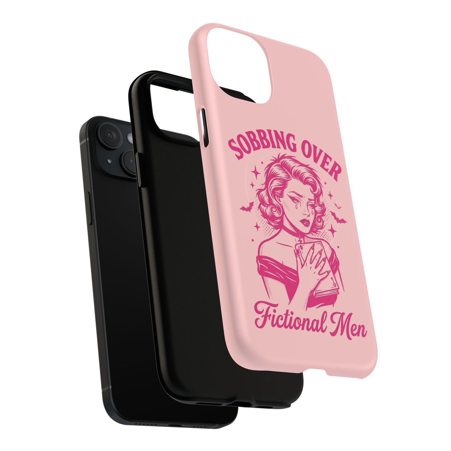 Phone Case — Pink “Sobbing Over Fictional Men” Tough Magnetic Protective Cover