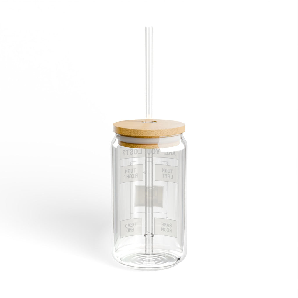 Are You Lost? Liminal Space Sipper Glass with Bamboo Lid and Straw | Retro Horror Iced Coffee Cup | Analog Horror Glass Can