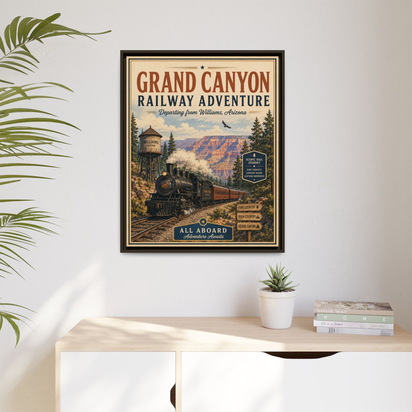 Grand Canyon Railway Adventure Framed Canvas Print